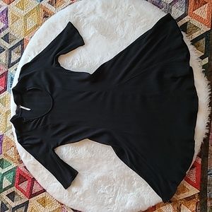 Free People Jolene Black Ribbed Skater Mini Dress Size Medium